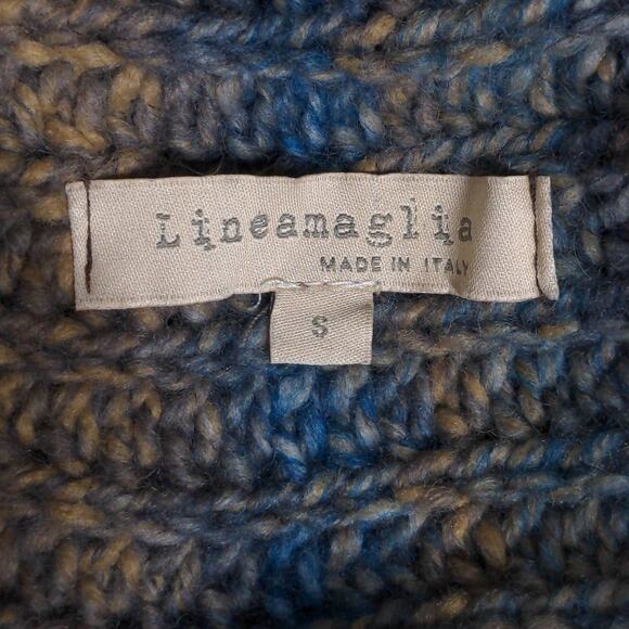 Lineamaglia Cardigan Sweater Green Marled Short Sleeve Collar Wool Blend Italy S - Picture 6 of 10